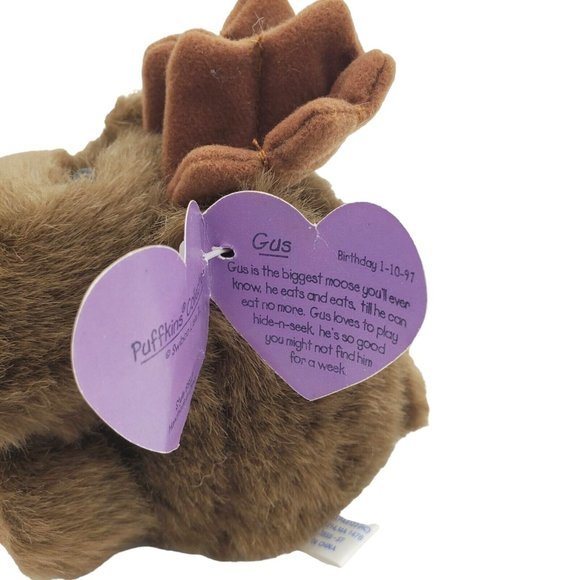 Vtg Puffkins Swibco GUS THE MOOSE Plush ANIMAL 1994 w/Tags 5" Woodland Mini Toy - Picture 4 of 9